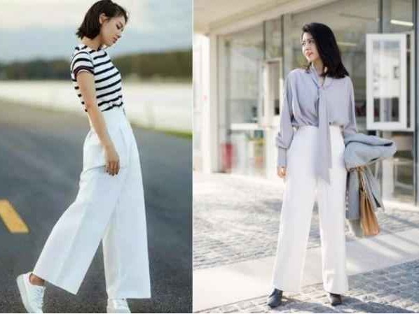 白色阔腿裤穿搭宝典 这样配上衣时髦又显瘦