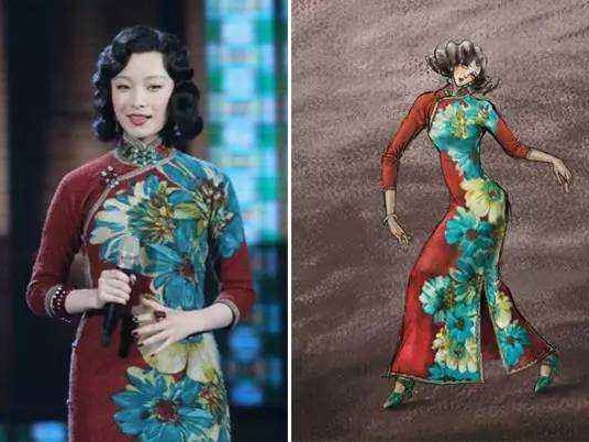 冬日里的东方韵味 一件外套让旗袍保暖又时髦